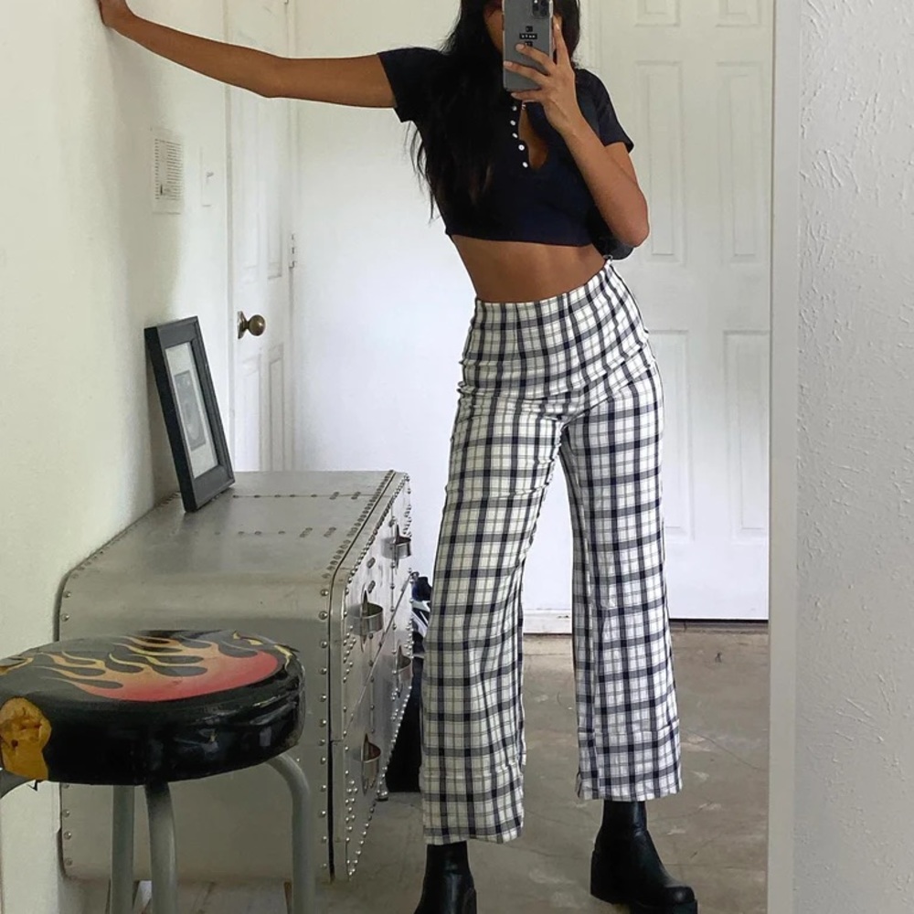 Princess Polly Euros Pants Black and White Check